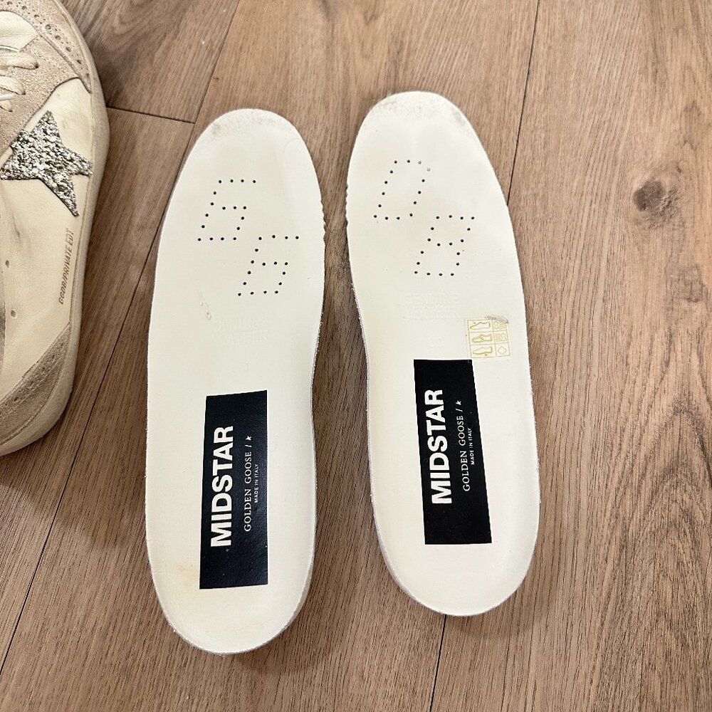 GOLDEN GOOSE Mid Star Sneaker (Women) in White/ Platinum/ Leo Size 9US / 39EU - Picture 8 of 15
